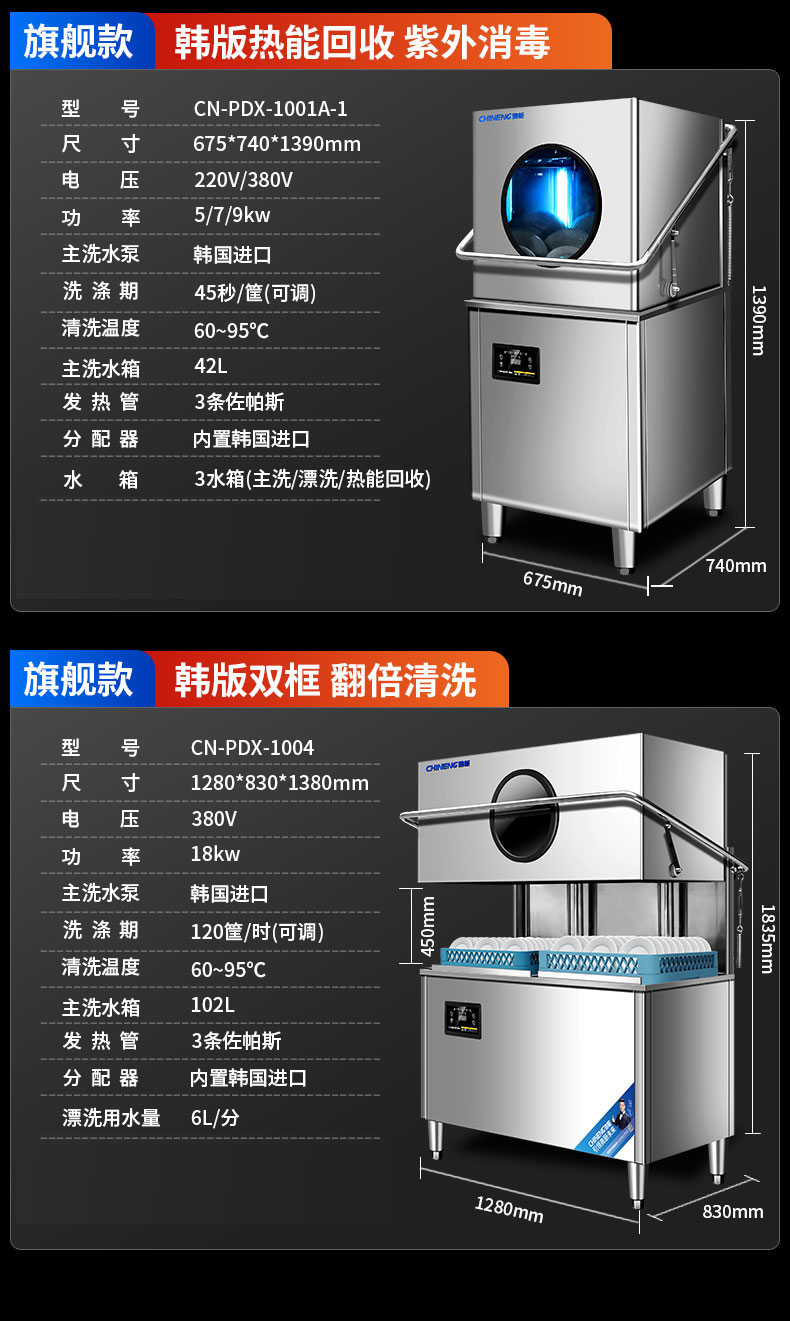 驰能揭盖式洗碗机产品参数4