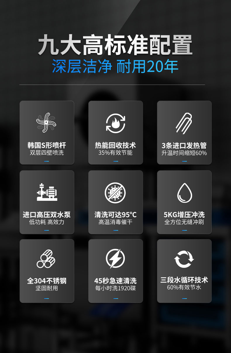 驰能揭盖式洗碗机九大配置