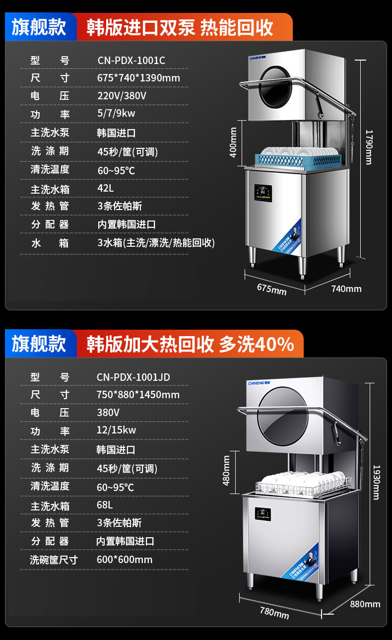 驰能揭盖式洗碗机产品参数3