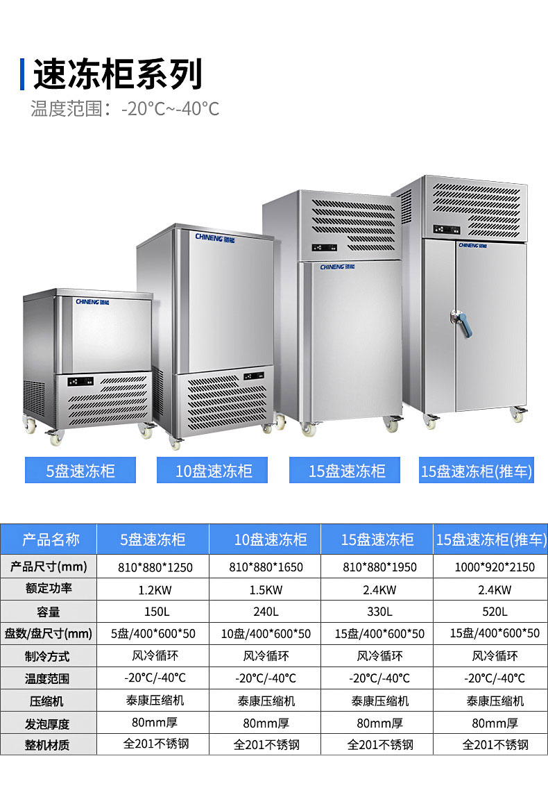 驰能速冻柜产品参数2