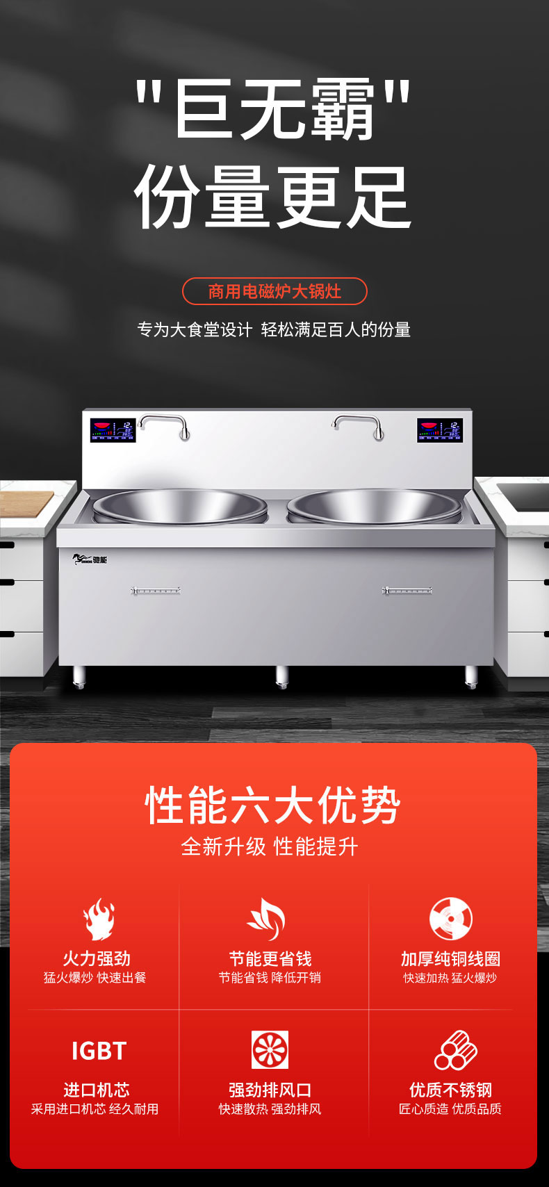 驰能双头大炒炉六大性能